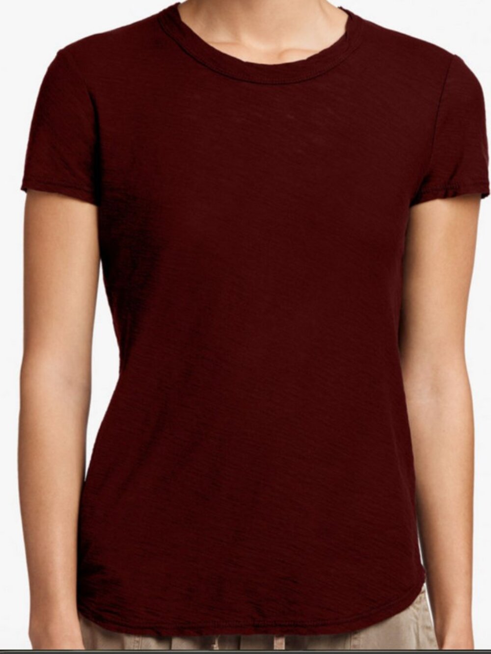 James Perse Sheer Slub Crew Neck Tee Medium Burgundy Wine
